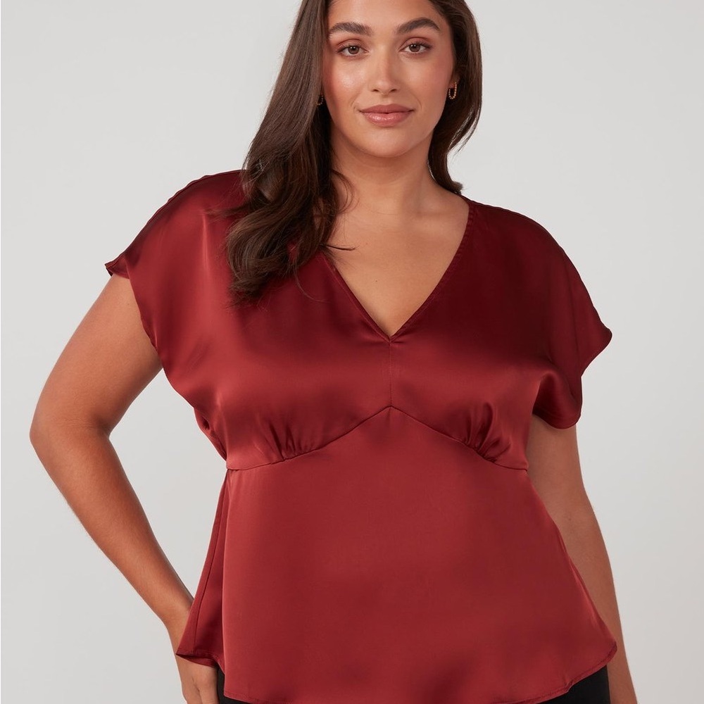 Fitted Asymmetrical Red Blouse